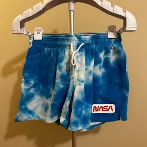 NASA Blue Tie-Dye Shorts